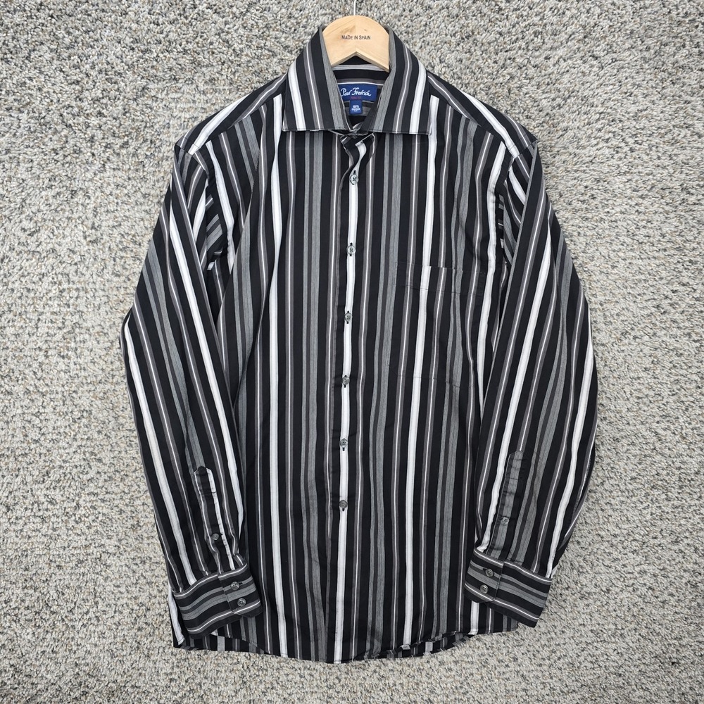 Paul Fredrick Dress Shirt Mens Medium Sport Shirt Trim Fit Button Up Cotton